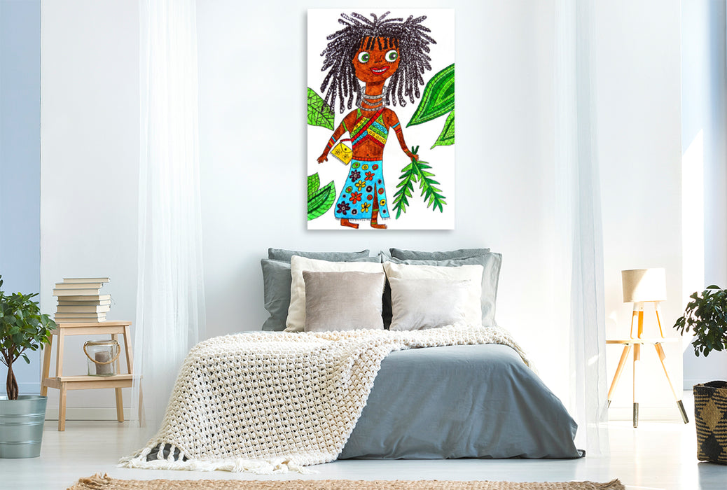 Premium textile canvas Premium textile canvas 80 cm x 120 cm high Colored girl 