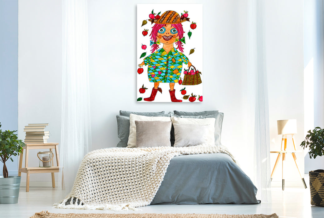 Premium textile canvas Premium textile canvas 80 cm x 120 cm high apple girl 
