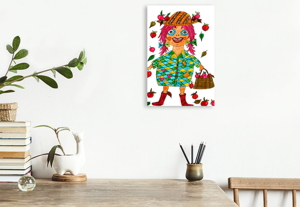 Premium textile canvas Premium textile canvas 80 cm x 120 cm high apple girl 
