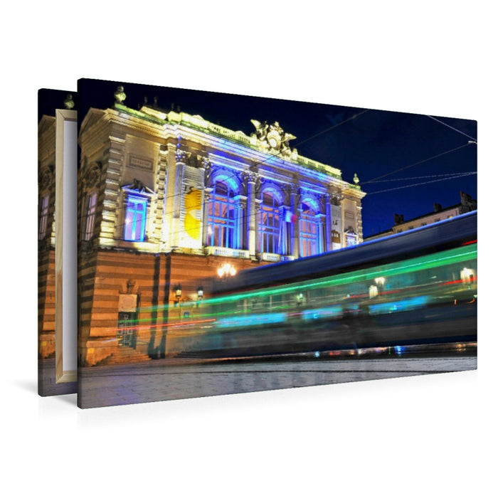 Premium Textil-Leinwand Montpellier Straßenbahn