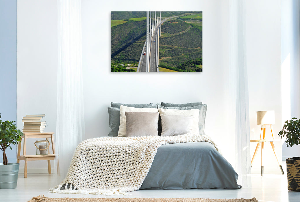 Premium textile canvas Premium textile canvas 120 cm x 80 cm landscape Millau Viaduct 