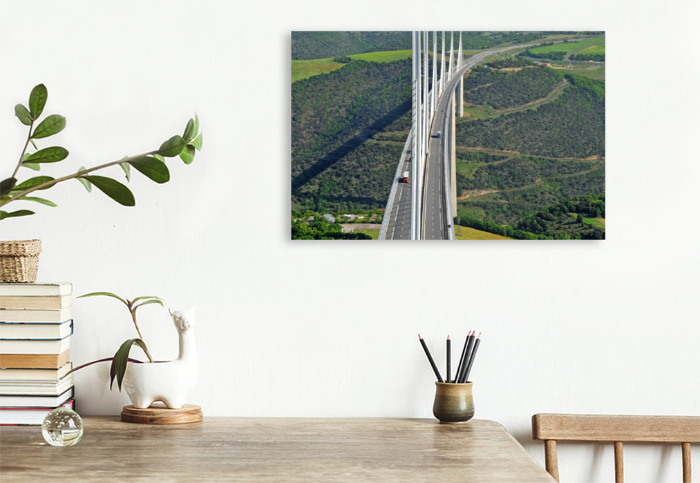 Premium textile canvas Premium textile canvas 120 cm x 80 cm landscape Millau Viaduct 