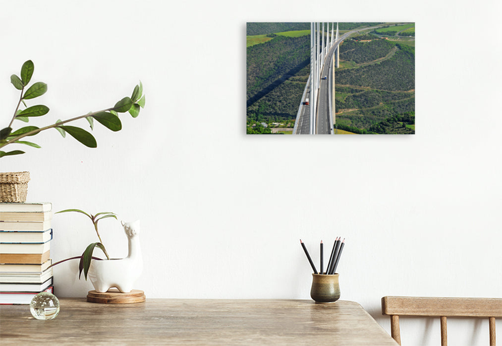 Premium textile canvas Premium textile canvas 120 cm x 80 cm landscape Millau Viaduct 