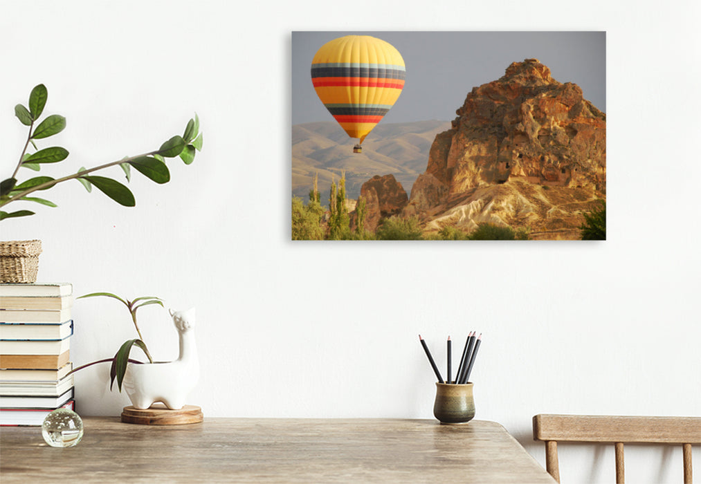 Premium textile canvas Premium textile canvas 75 cm x 50 cm across Floating over Cappadocia - Turkey 