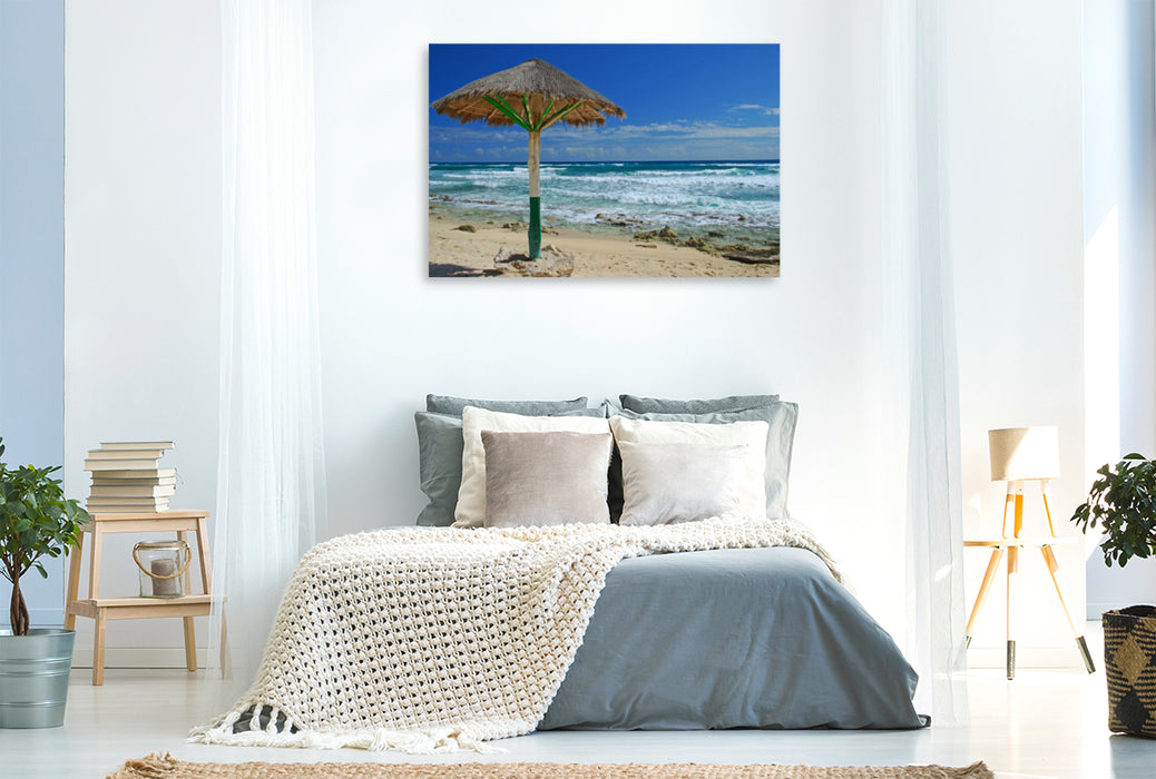 Premium textile canvas Premium textile canvas 120 cm x 80 cm landscape Cozumel Beach - Mexico 