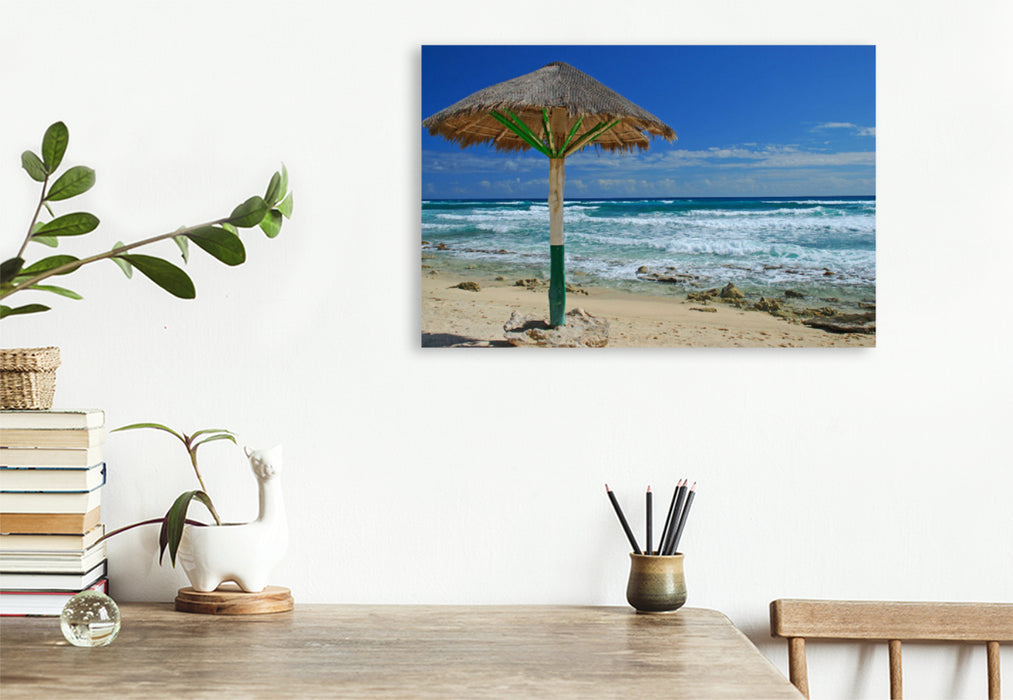 Premium textile canvas Premium textile canvas 120 cm x 80 cm landscape Cozumel Beach - Mexico 