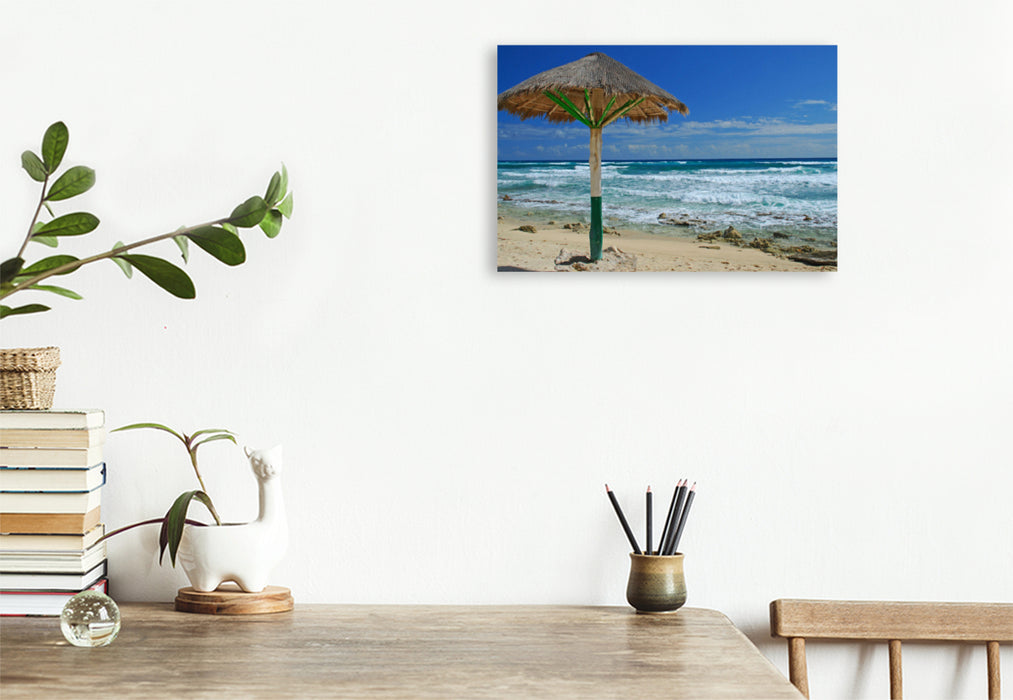 Premium textile canvas Premium textile canvas 120 cm x 80 cm landscape Cozumel Beach - Mexico 