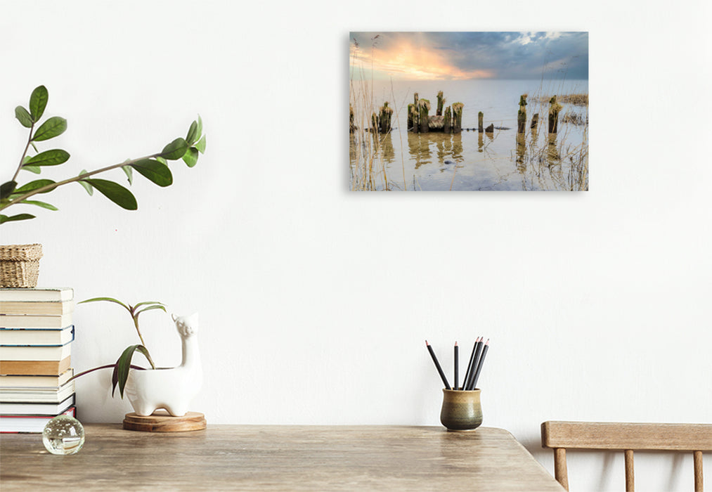 Premium textile canvas Premium textile canvas 120 cm x 80 cm across old groynes near Grambin 