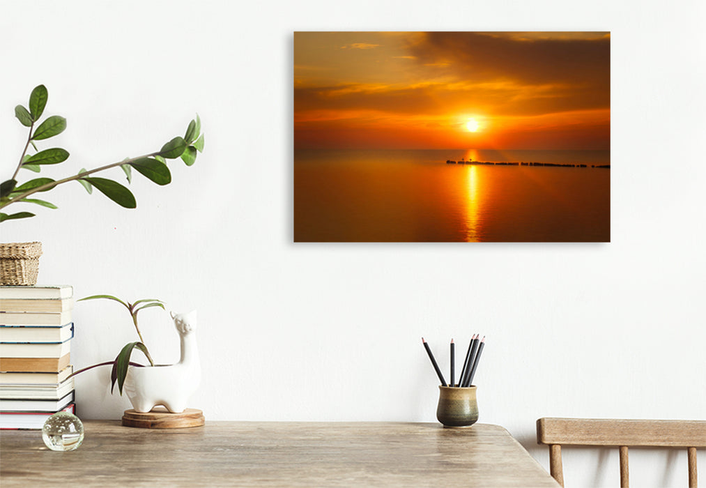 Premium textile canvas Premium textile canvas 120 cm x 80 cm landscape Sunset on the island of Rügen 