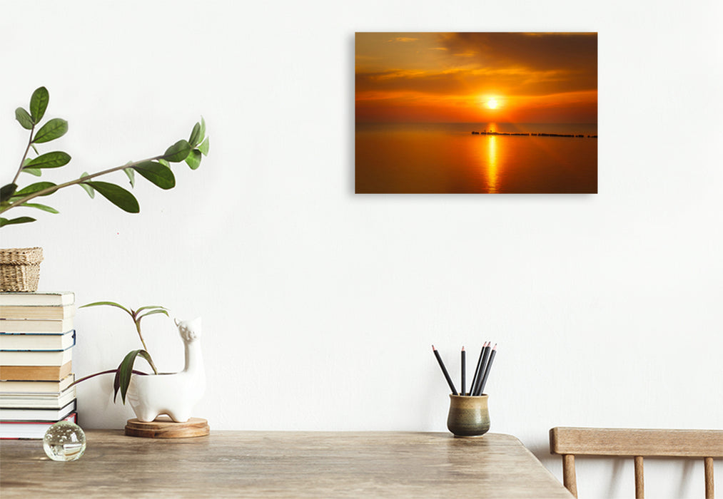 Premium textile canvas Premium textile canvas 120 cm x 80 cm landscape Sunset on the island of Rügen 