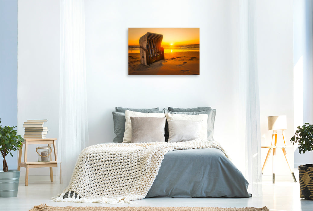 Premium textile canvas Premium textile canvas 120 cm x 80 cm landscape Sunset on the island of Rügen 