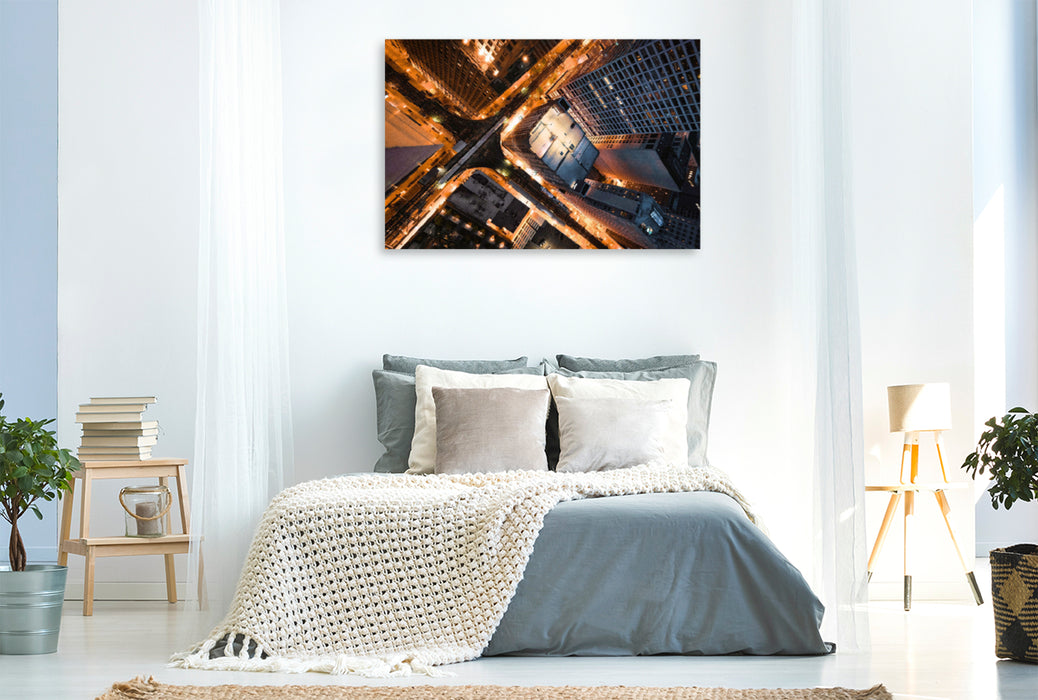 Premium textile canvas Premium textile canvas 120 cm x 80 cm across Street canyon with elevated railway from the air 