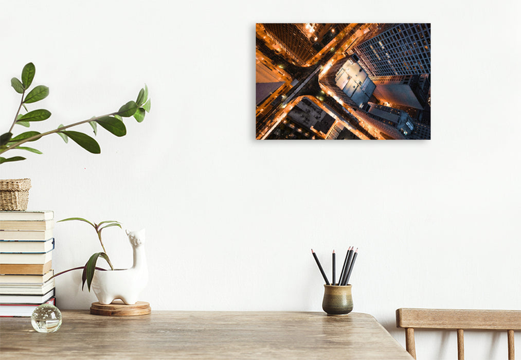 Premium textile canvas Premium textile canvas 120 cm x 80 cm across Street canyon with elevated railway from the air 