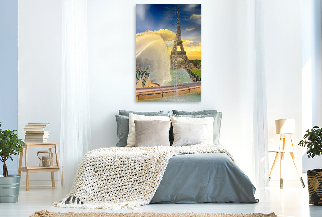 Premium textile canvas Premium textile canvas 80 cm x 120 cm high Paris, Eiffel Tower 