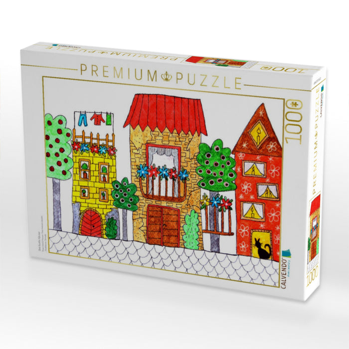 Drei bunte Häuser - CALVENDO Foto-Puzzle'