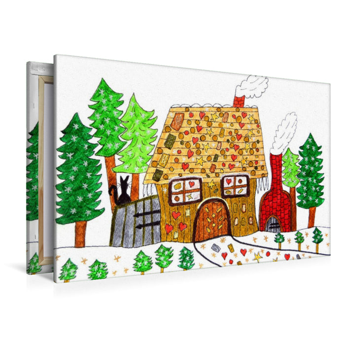 Premium Textil-Leinwand Knusperhäuschen im Wald