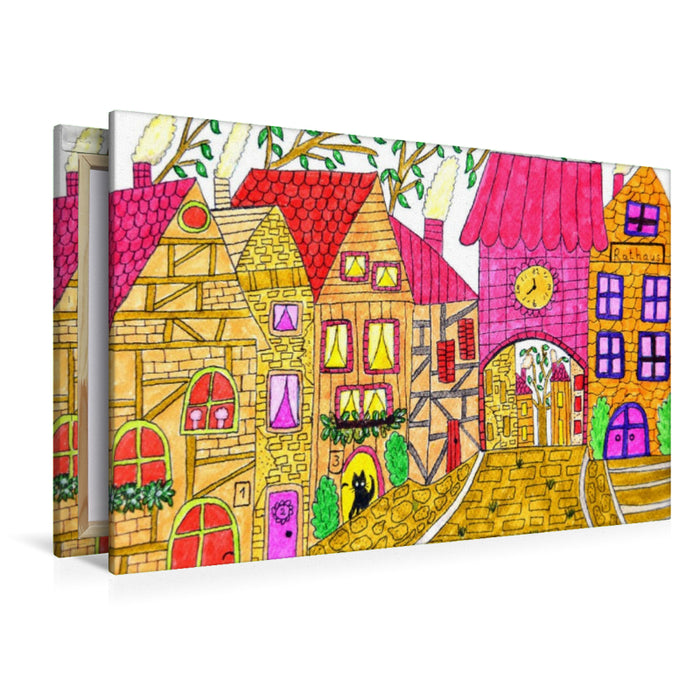 Premium Textil-Leinwand Bunte Altstadt