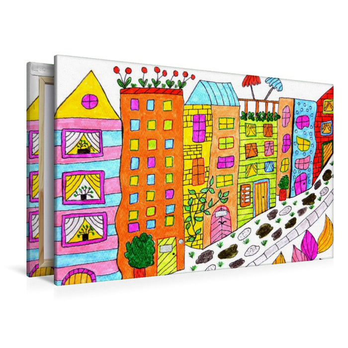 Premium Textil-Leinwand Bunte Hochhäuser