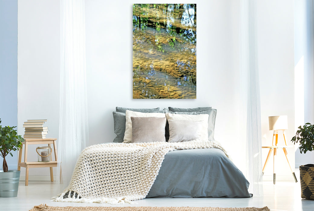 Premium textile canvas Premium textile canvas 80 cm x 120 cm high Reflections in a stream 