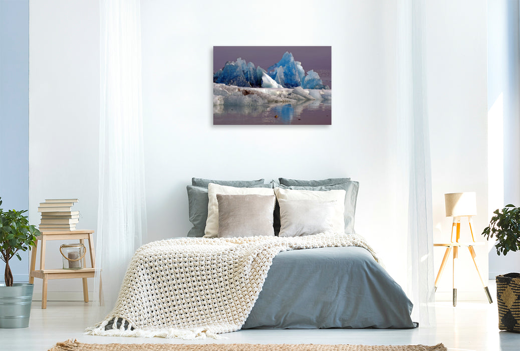 Premium Textil-Leinwand Premium Textil-Leinwand 120 cm x 80 cm quer Morgenstimmung an der Gletscherlagune Jökulsárlón