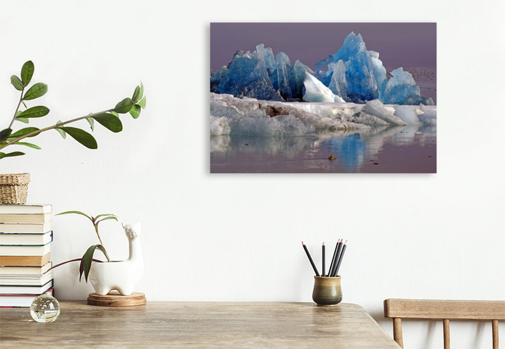 Premium textile canvas Premium textile canvas 120 cm x 80 cm landscape Morning mood at the Jökulsárlón glacier lagoon 