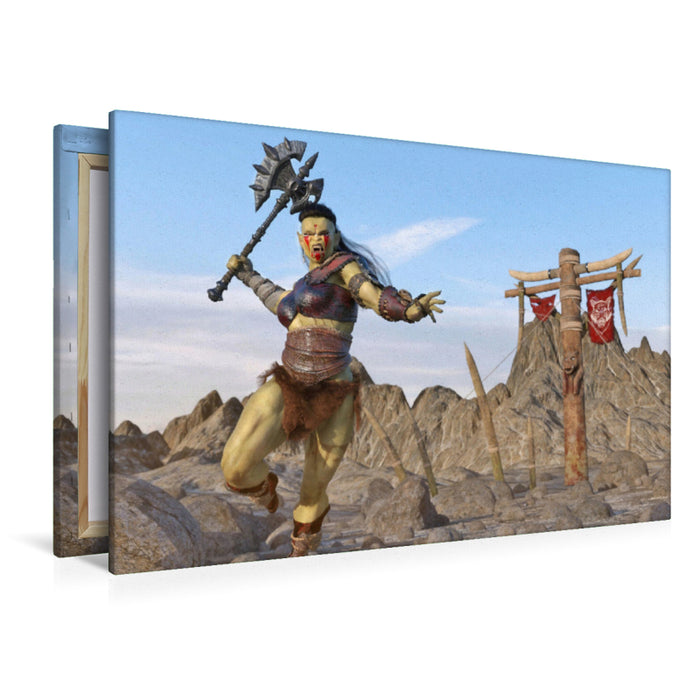 Premium Textil-Leinwand Kriegerin