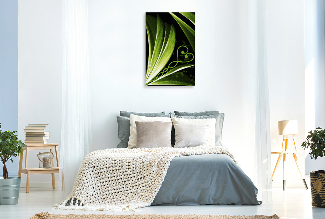 Premium Textil-Leinwand Premium Textil-Leinwand 80 cm x 120 cm  hoch Grünes Herzblatt dekorativ