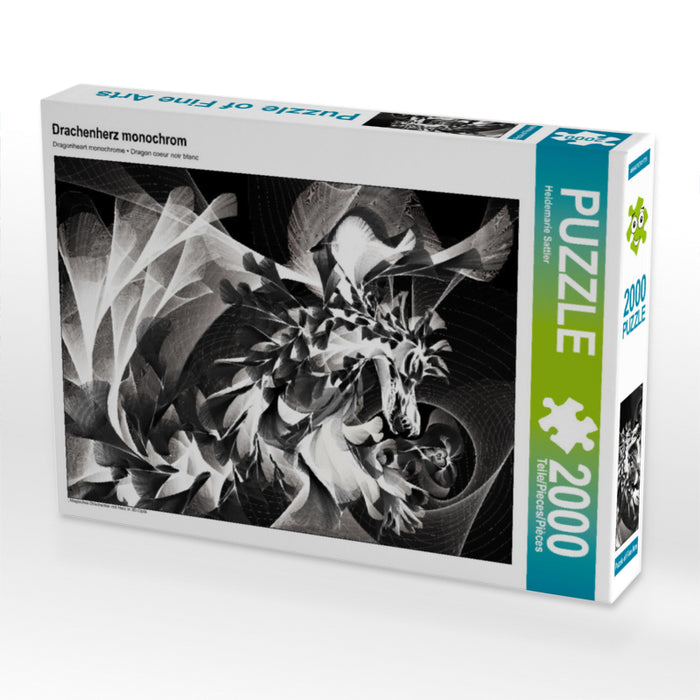 Drachenherz monochrom 2000 Teile Puzzle hoch - CALVENDO Foto-Puzzle'