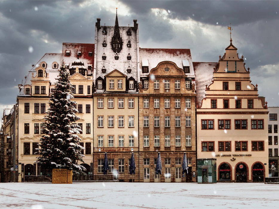 Marktplatz Leipzig bei Schnee. 1000 Teile Puzzle quer - CALVENDO Foto-Puzzle'