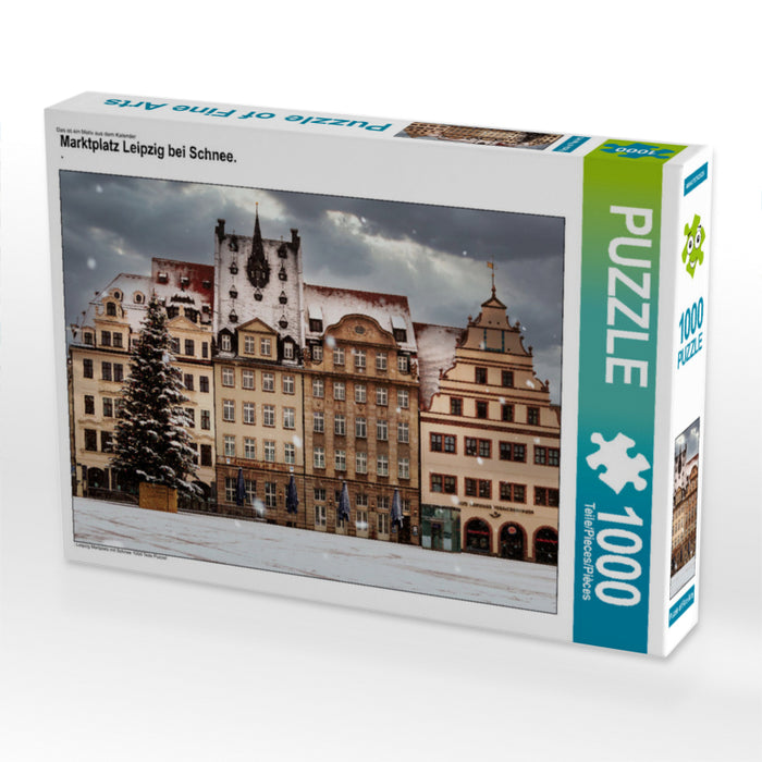 Marktplatz Leipzig bei Schnee. 1000 Teile Puzzle quer - CALVENDO Foto-Puzzle'
