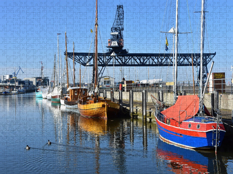 Der Museumshafen im Westteil des Rostocker Stadthafens - CALVENDO Foto-Puzzle'