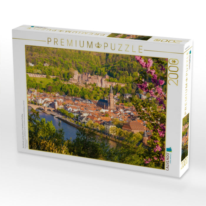 Die Altstadt und das Schloss in Heidelberg im Frühling - CALVENDO Foto-Puzzle'