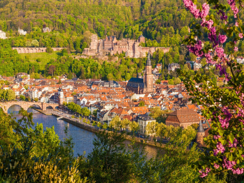 Die Altstadt und das Schloss in Heidelberg im Frühling - CALVENDO Foto-Puzzle'