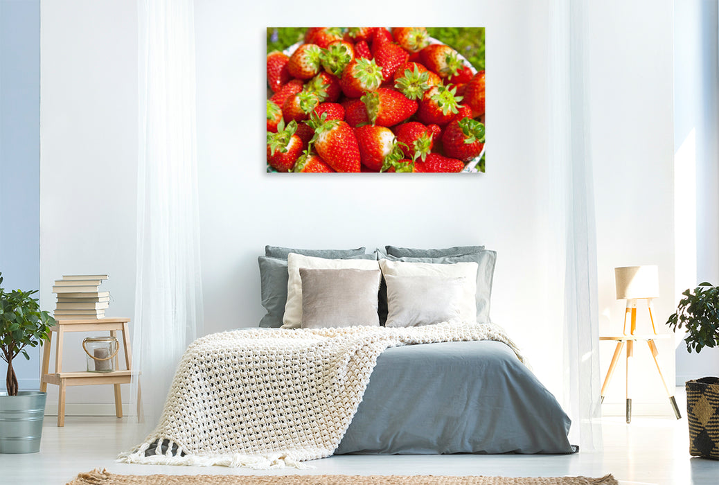 Premium Textil-Leinwand Premium Textil-Leinwand 120 cm x 80 cm quer Erdbeeren