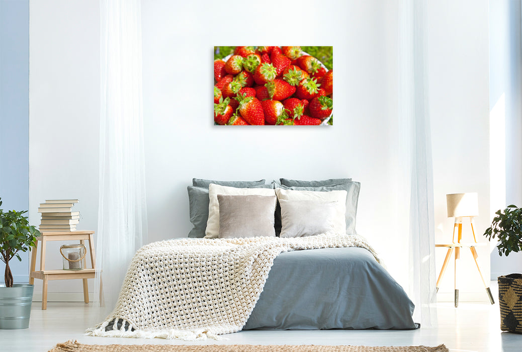 Premium Textil-Leinwand Premium Textil-Leinwand 120 cm x 80 cm quer Erdbeeren