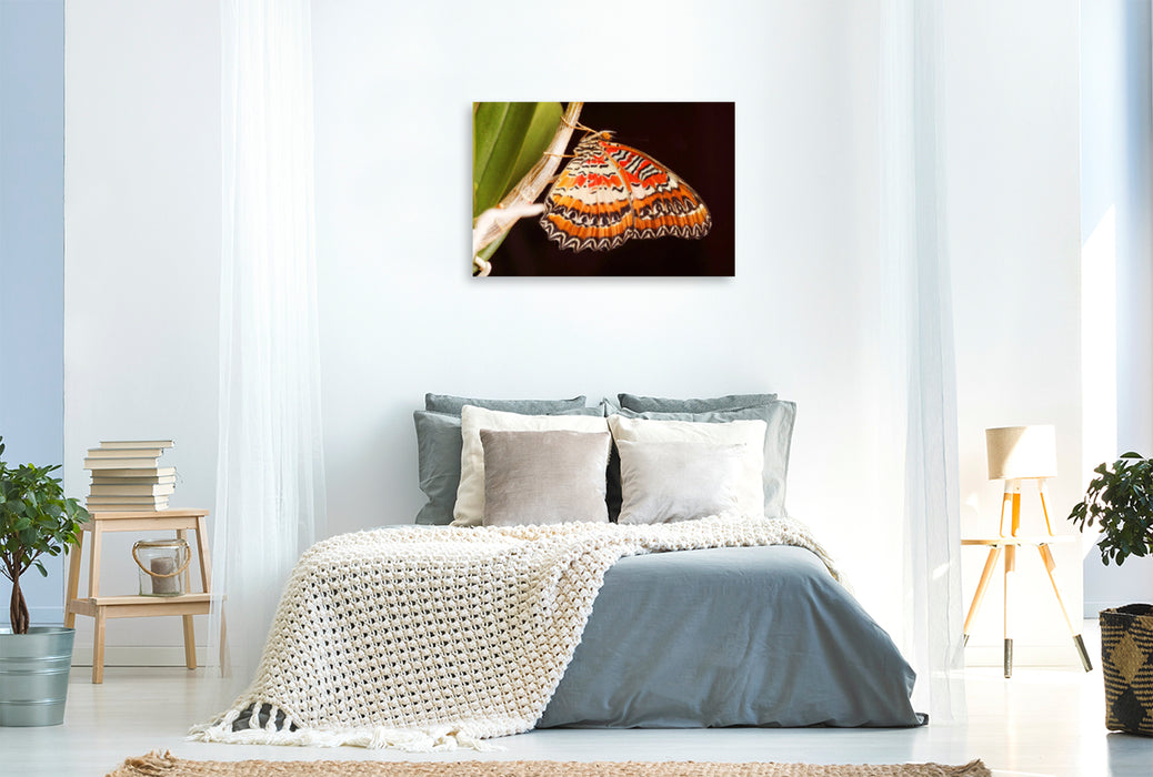 Premium textile canvas Premium textile canvas 120 cm x 80 cm landscape border butterfly (Cethosia biblis) 