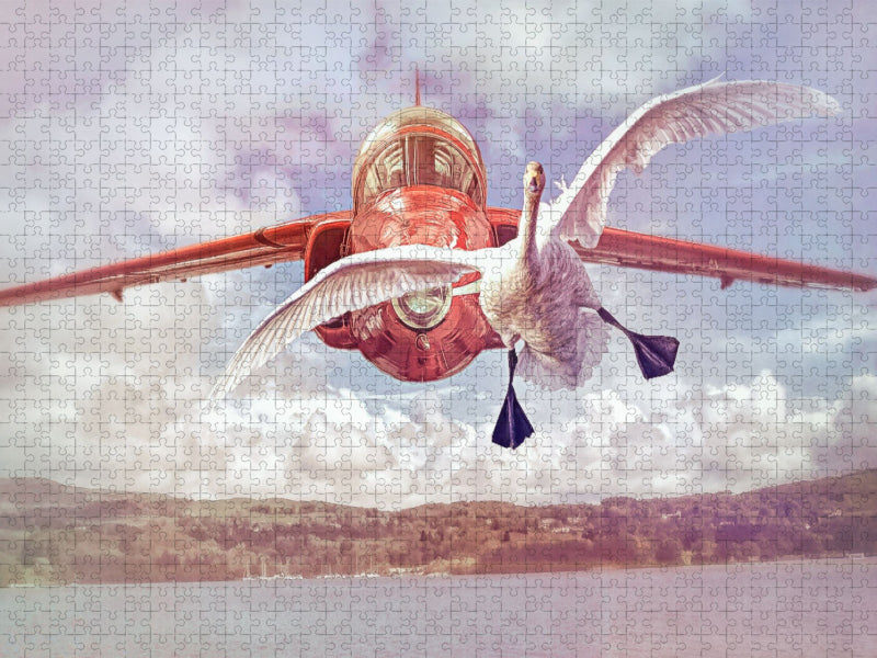 Flugzeug und Schwan - CALVENDO Foto-Puzzle'
