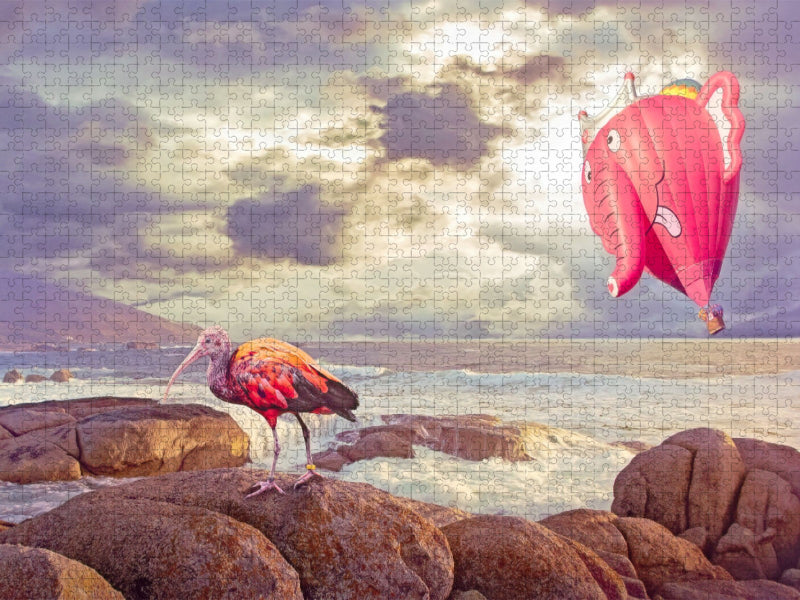 Heißluftballon und Ibis - CALVENDO Foto-Puzzle'