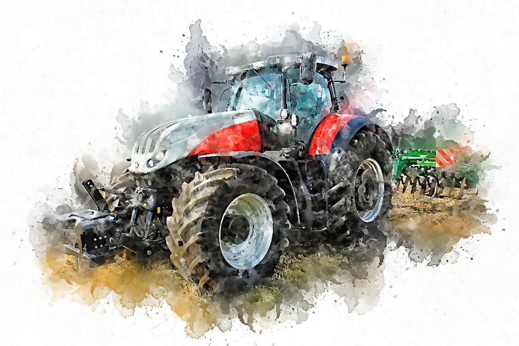 Premium Textil-Leinwand Traktor mit Grubber