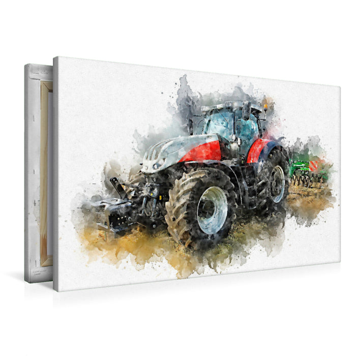 Premium Textil-Leinwand Traktor mit Grubber