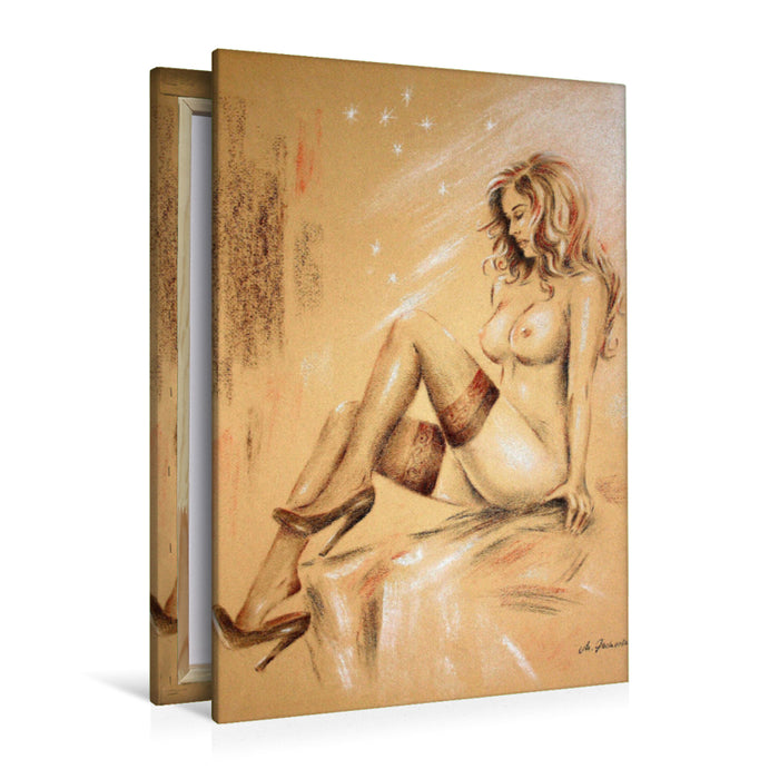 Premium Textil-Leinwand Premium Textil-Leinwand 80 cm x 120 cm  hoch Akt mit High Heels