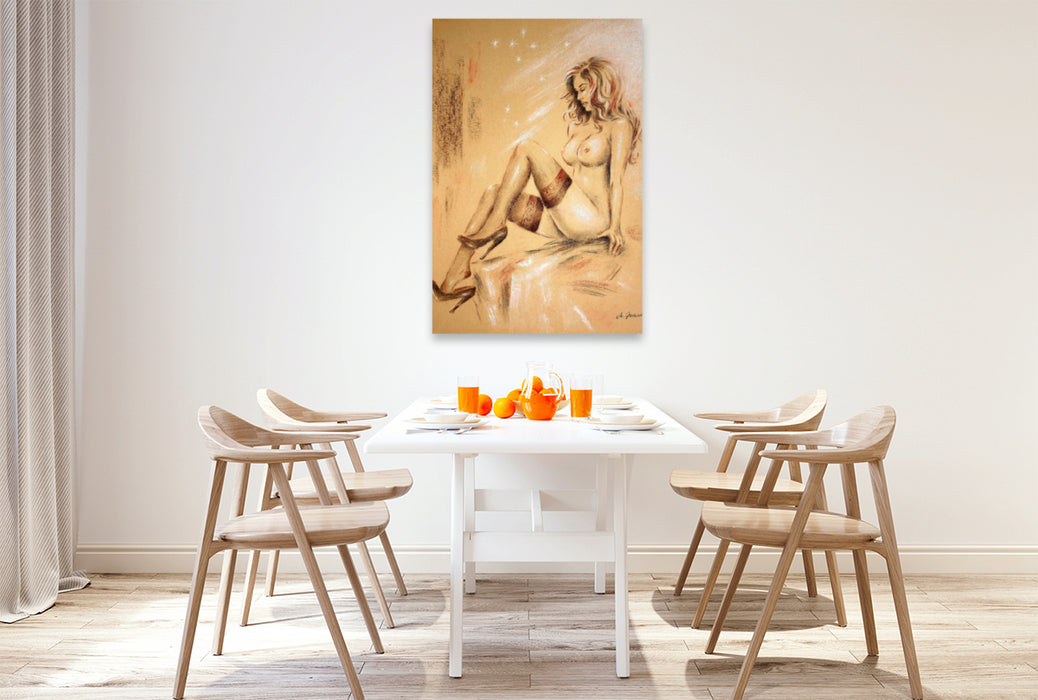 Premium Textil-Leinwand Premium Textil-Leinwand 80 cm x 120 cm  hoch Akt mit High Heels