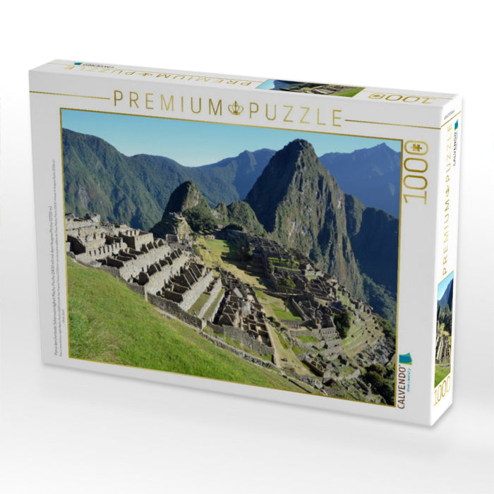 Perus berühmteste Sehenswürdigkeit Machu Picchu (2430 m) mit dem Huayna Picchu (2720 m) - CALVENDO Foto-Puzzle'
