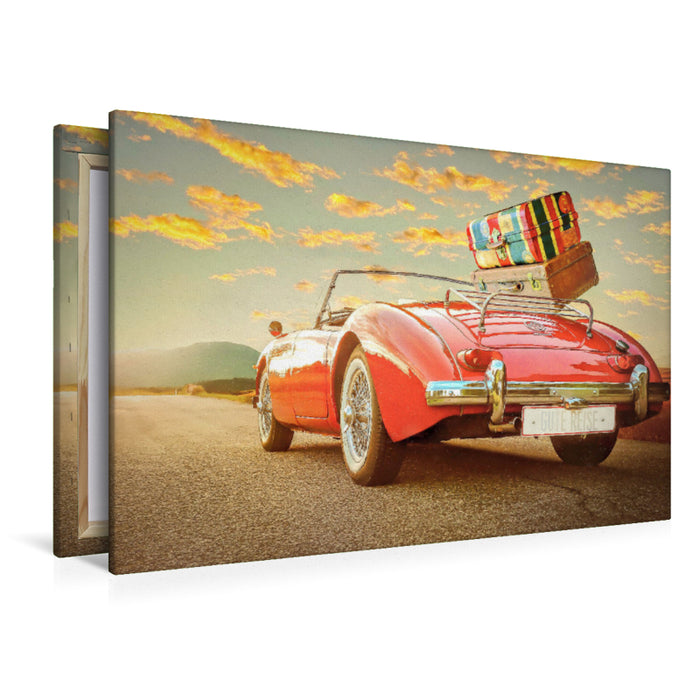 Toile textile haut de gamme Toile textile haut de gamme 120 cm x 80 cm paysage Ma voiture classique en voyage 