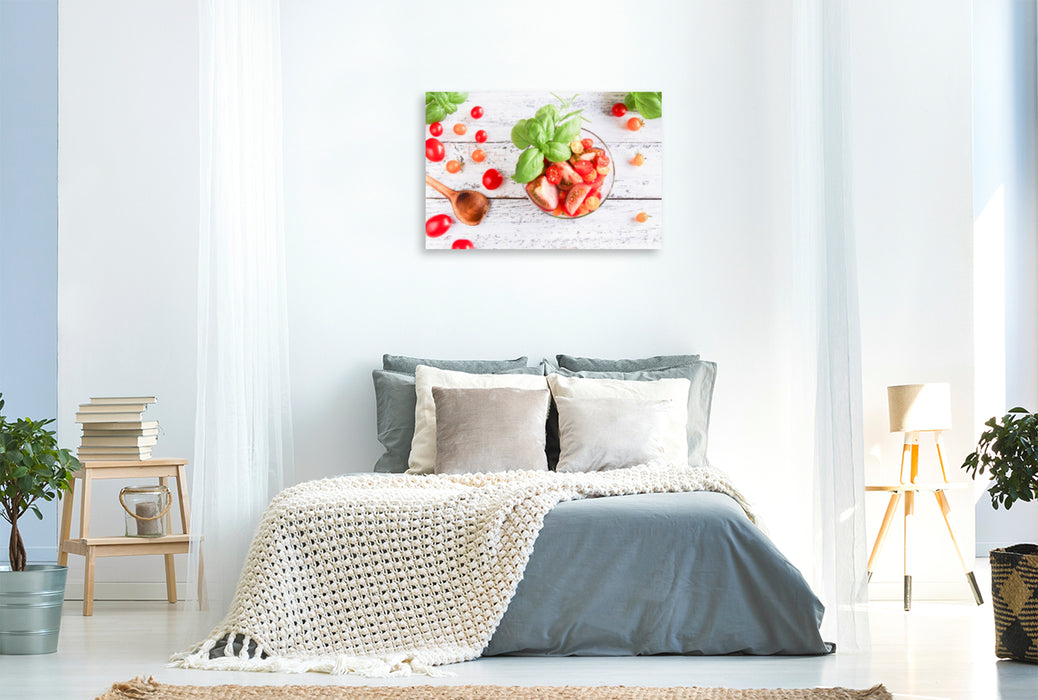 Toile textile premium Toile textile premium 120 cm x 80 cm paysage salade de tomates 
