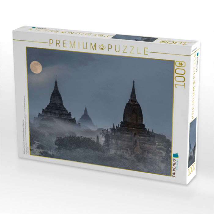 Vollmond über der Tempelebene Bagan in Myanmar - CALVENDO Foto-Puzzle'
