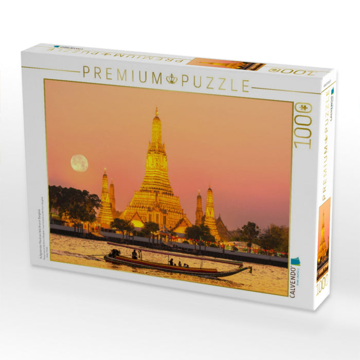 Aufgehender Mond am Wat Arun in Bangkok - CALVENDO Foto-Puzzle'