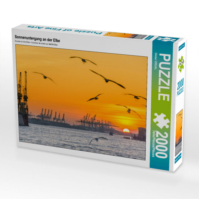 Sunset on the Elbe - CALVENDO photo puzzle 