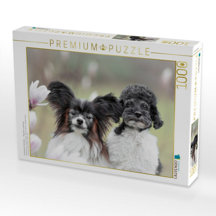 kombinierte Schönheiten - Magnolien und Hunde - CALVENDO Foto-Puzzle'