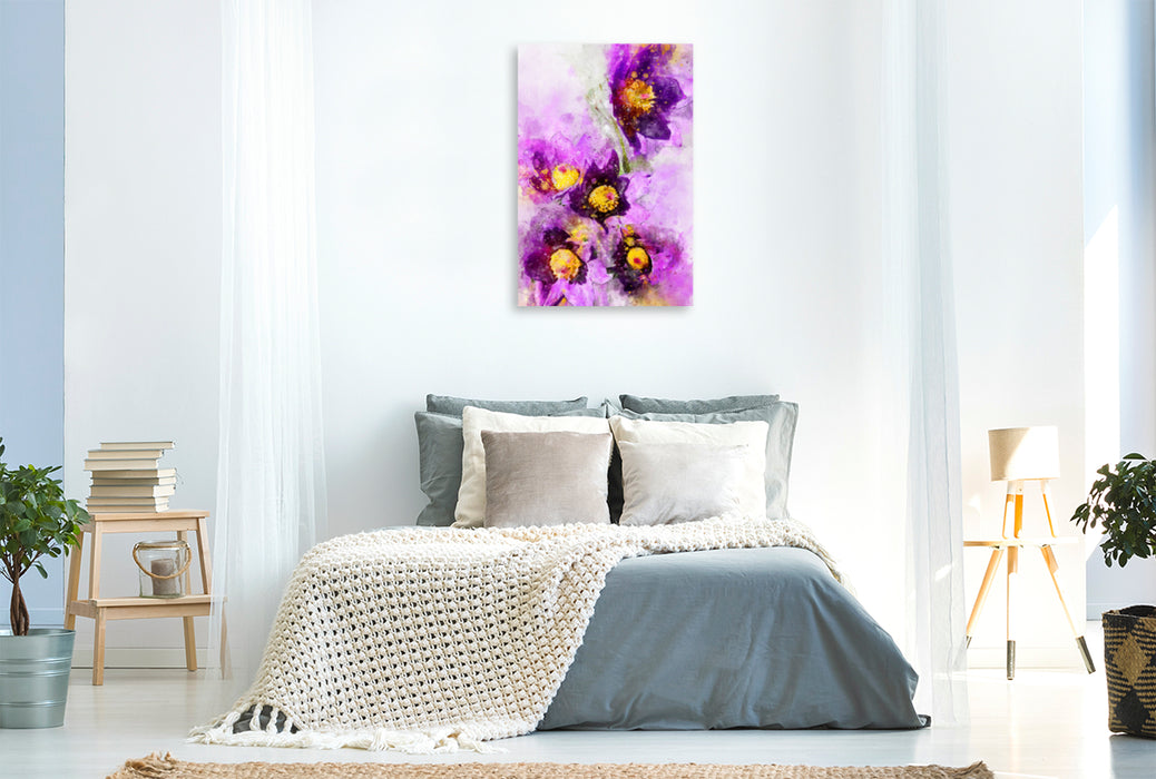 Toile textile premium Toile textile premium 60 cm x 90 cm de hauteur Aquarelle d'une fleur pasque 